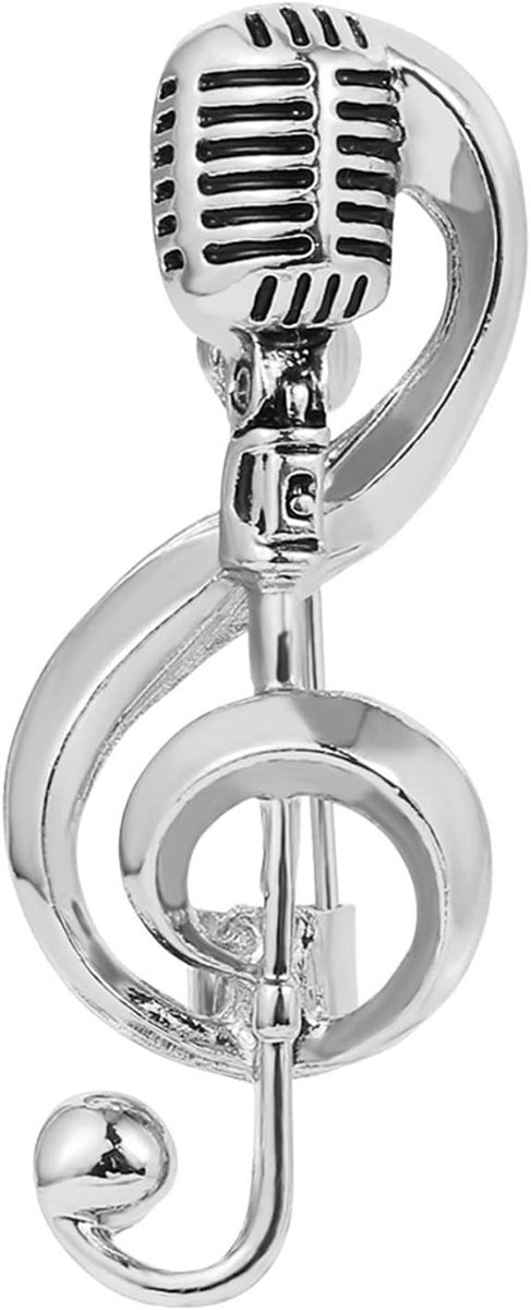 Broche, voor Creatieve Microfoon Broche Muziek Note Emaille Pins Legering Tas Kleding Revers Pin Sieraden Decor Gift voor Vrouwen Mannen Jongen G