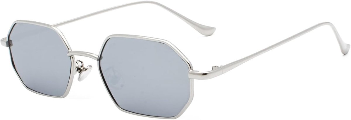 Zeshoekige zonnebril met metalen frame voor dames en heren, UV400-bescherming