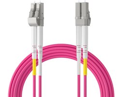 Ipolex OM4 LC naar LC glasvezel patchkabel 10m (33ft Multimode Duplex 50/125 Glasvezel kabel LSZH voor 40G/10Gb/1G SFP transceiver, media converter (magenta, aqua random delivery)