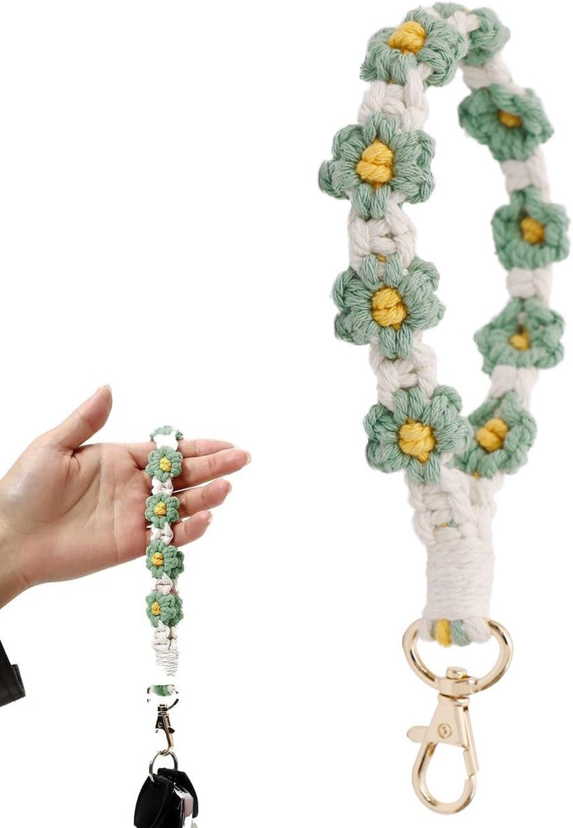 Dames, voor sleutels, auto, huis, werk, armband met parels, sleutelkoord, sleutelhanger, geschenken, bedels, tassen voor vriendinnen, meisjes, groen