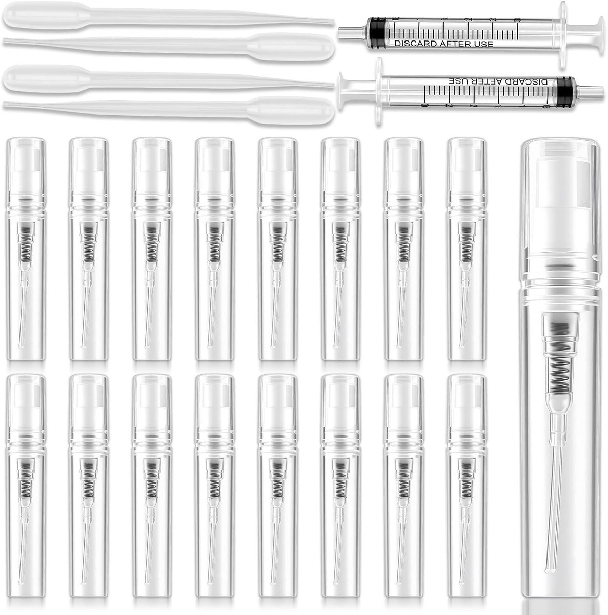 Navulbare mini-parfumfles, kleine parfumfles, leeg, 3 ml parfumverstuiver, navulbaar, mini-spuitfles, voor reizen, uitgaan, 22 stuks