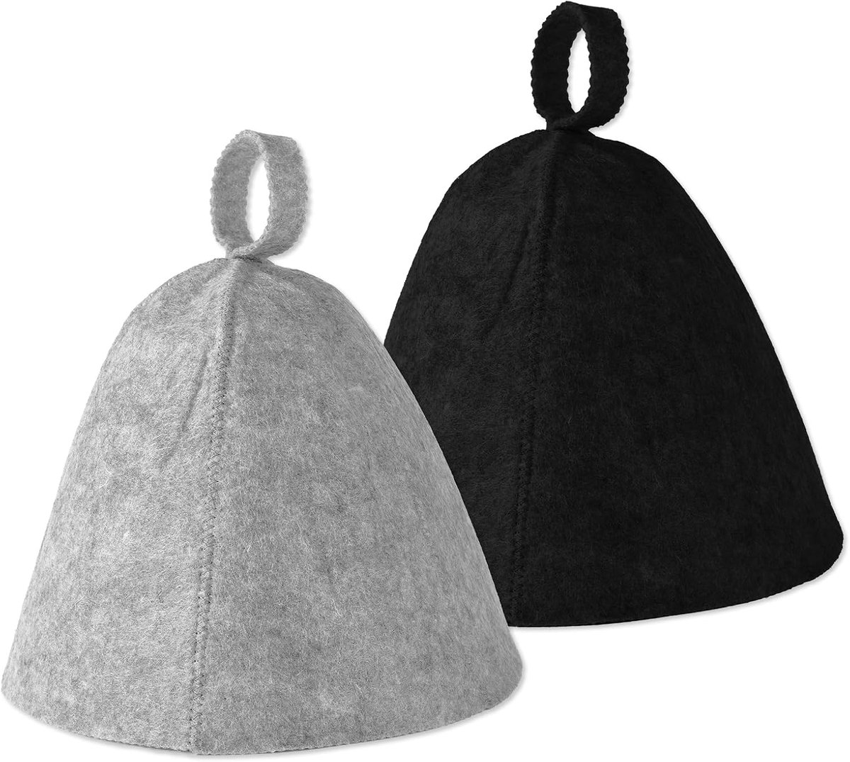 2st Saunahoeden, Gevilte Saunahoed Banya Saunamuts Stoomsaunamuts Russische Saunamuts Saunahoedset Stoombadsauna Accessoires Universeel voor Vrouwen Mannen(Grijs & Zwart)