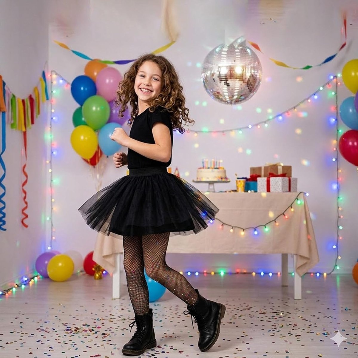 panty voor meisjes, glitter, 2 paar glitterpanty met strassteentjes, netpanty kinderen met glittersteentjes, voor ballet, rocker, dans, Halloween, feest