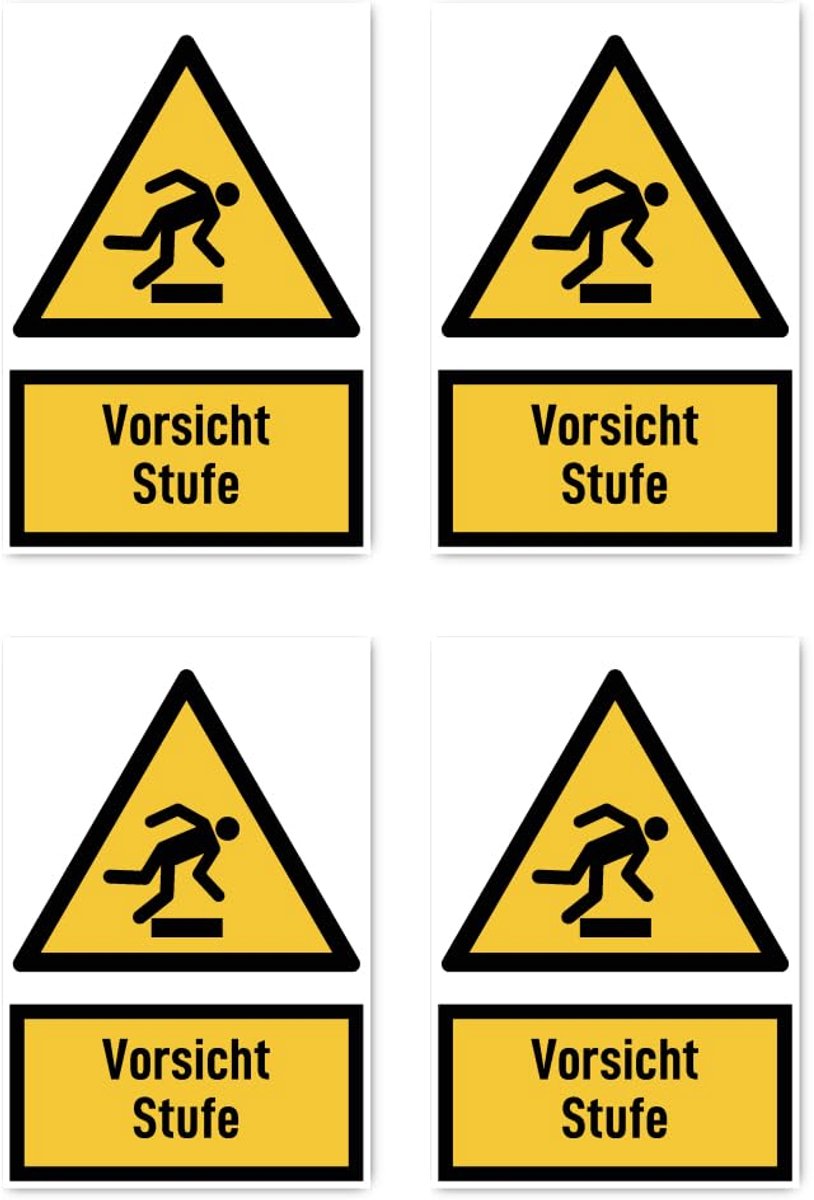 150x100 mm, 4 stuks - Waarschuwingsniveau - Waarschuwingsteken met tekst (Duits) (geel/zwart) - rechtop - W007 - DIN EN ISO 7010 / ASR A1.3