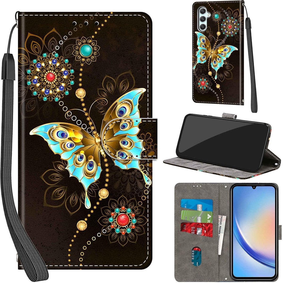 Hoesje voor Samsung Galaxy A34 5G, Groene vlinder