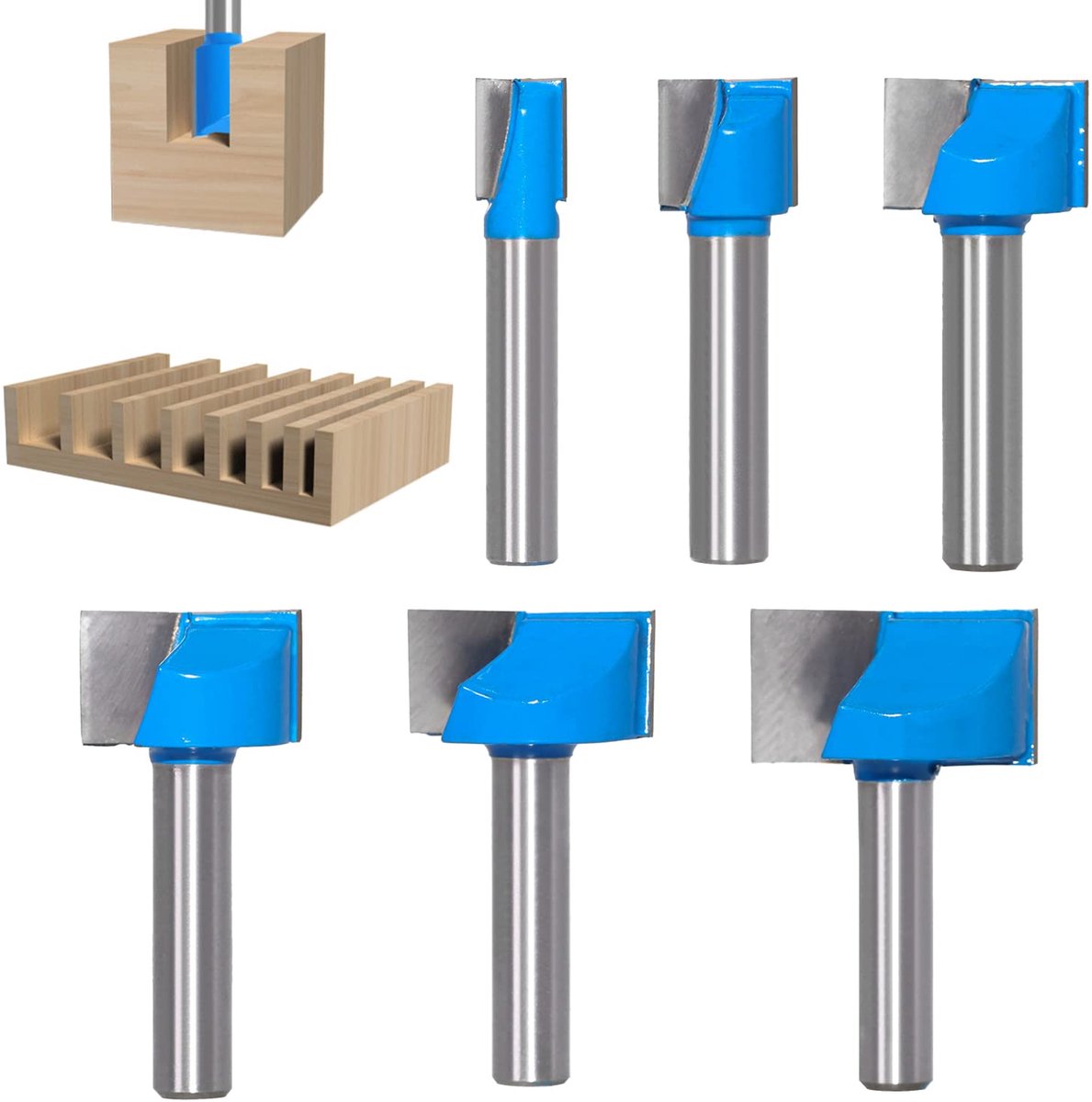 6 stuks schacht, vloerreiniging, reinigingsset, 10/15/20/22/25/30 mm, CNC-bovenfrees, houtfrees, vlakfrees voor bovenfrees, schacht, oppervlak schachtfrees voor hout, houtbewerking