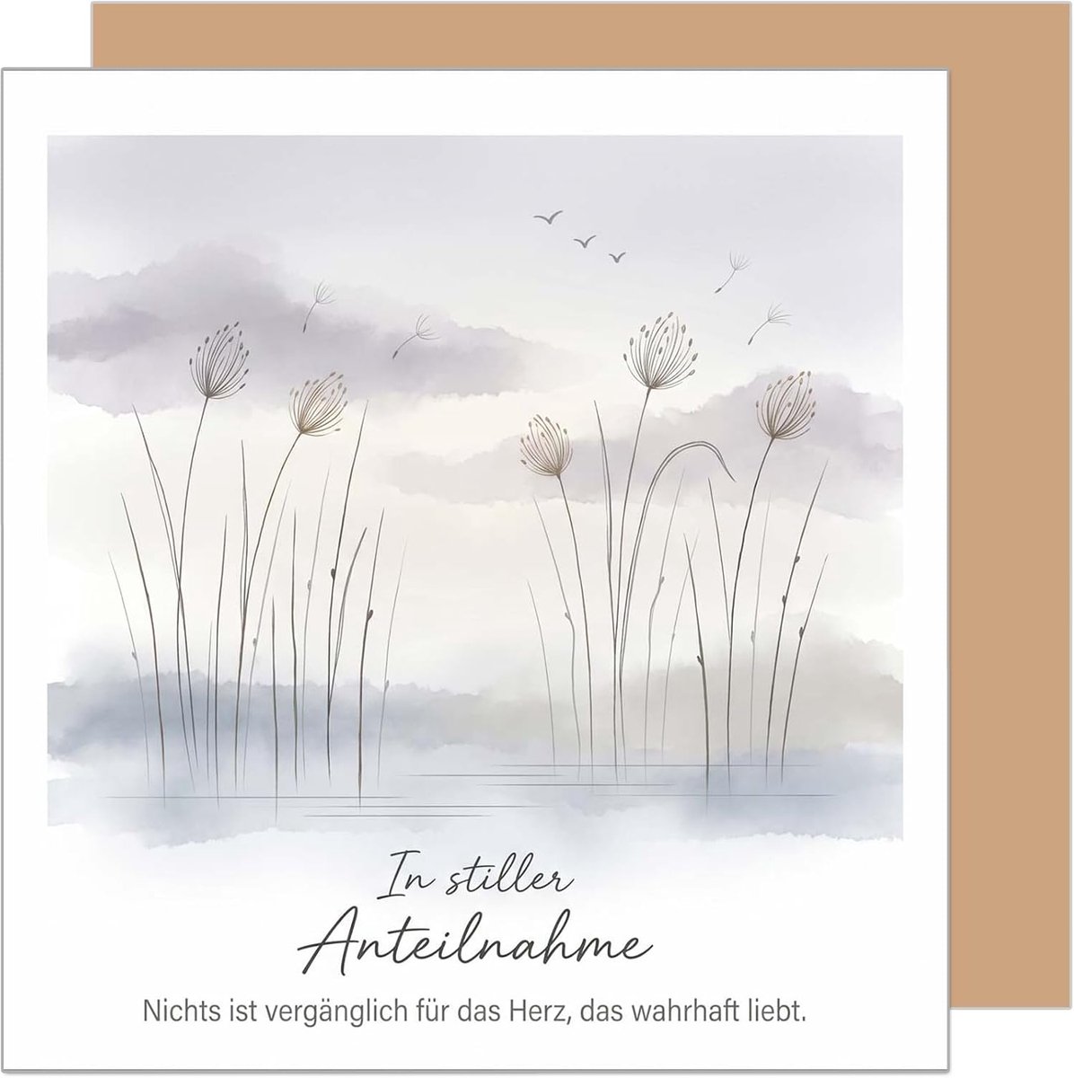 Seidel Premium vierkante rouwkaart met envelop. condoleancekaart condoleancekaart vouwkaart kaart spreuk in stille deelname medegevoel herinnering rust liefde troost kracht (TQ200 SW026)