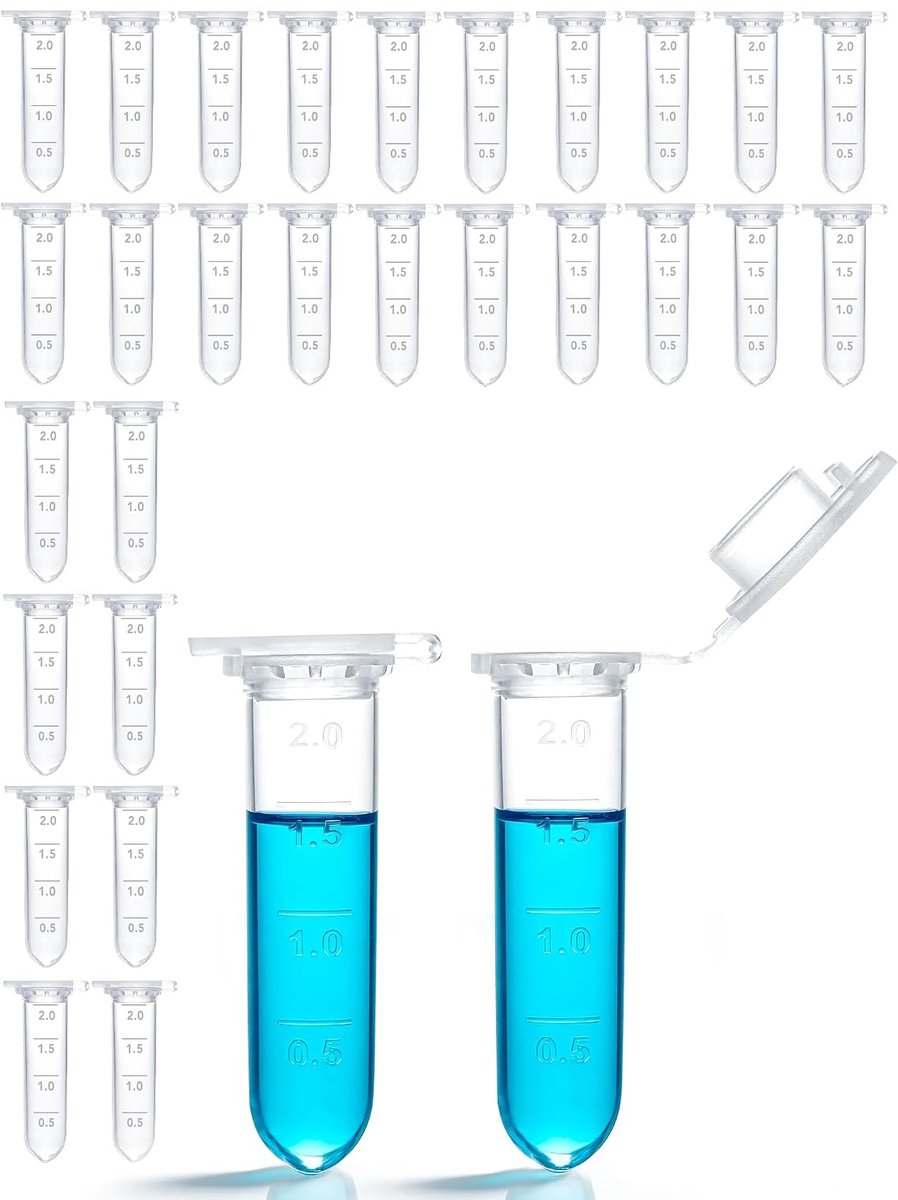 60 stuks proefbuisjes 2 ml, kunststof centrifugebuisjes stofcapsules reactievatjes kegelvormige microcentrifugebuisjes, kookbuisjes transparant capsules leeg voor laboratorium, monsters