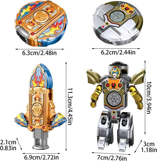 2-in-1 vervormbare fidget spinner robotspeelgoed, handspeelset, zilver — afbeelding 2