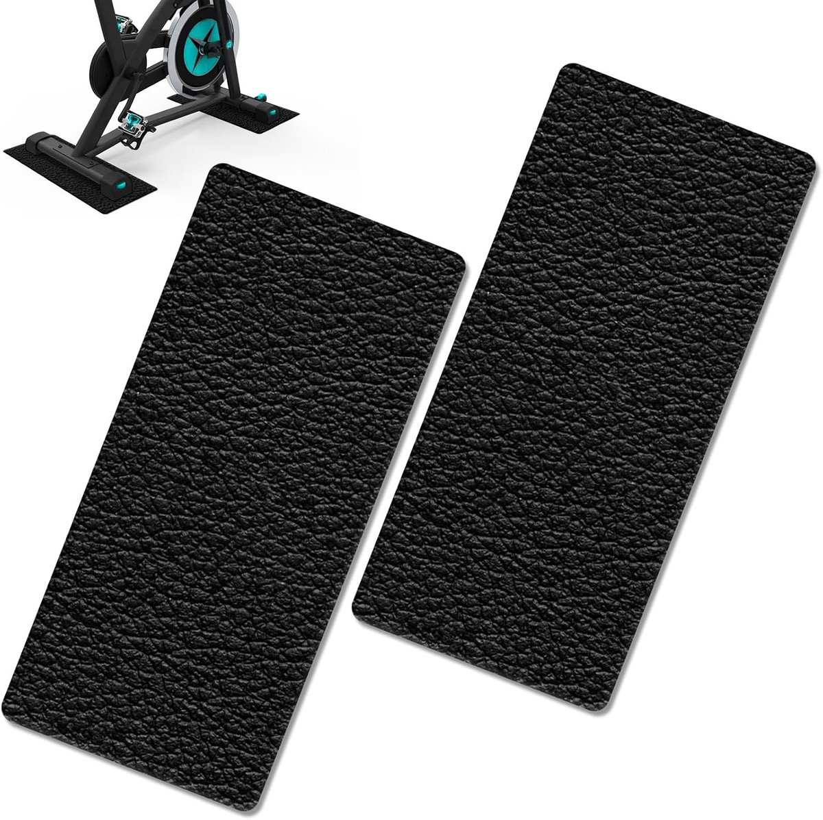 2 vloerbeschermingsmatten voor fitnessapparaten, 28 x 70 cm, mat voor hometrainer, fitnessstudio, thuis, 6 mm dik, trainingsmat voor loopband, ellipsentrainer, fietsen