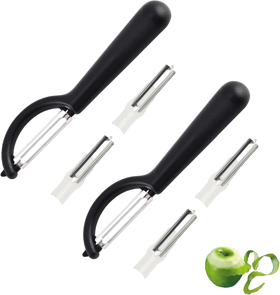 2 stuks P-spaarschiller voor Tupper met 4 reservemessen, dunschiller voor Tupperware reserveonderdelen, aardappelschiller, keukenset, aspergedunschiller, roestvrij staal reservemes voor