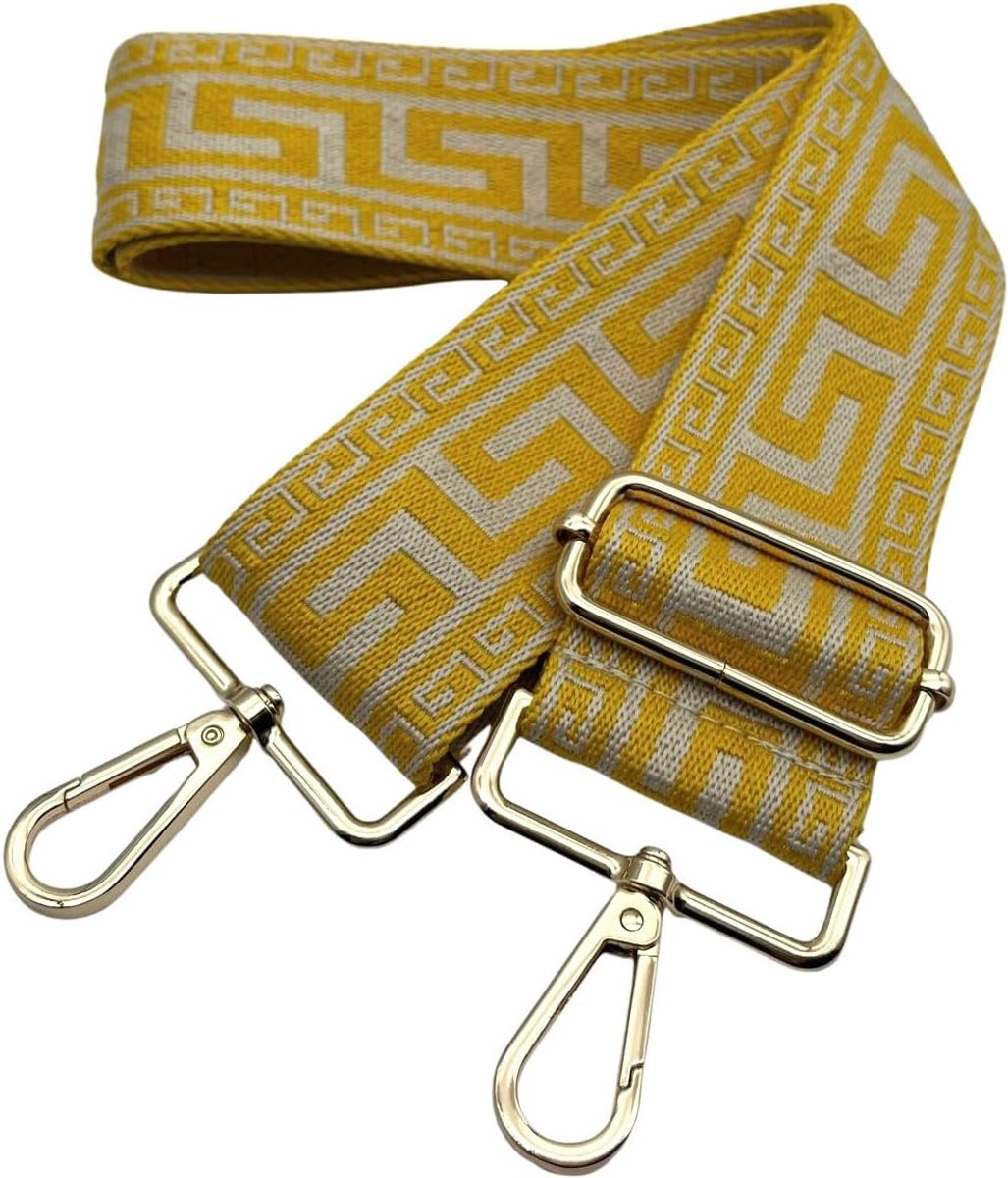 Tasriemen om te wisselen, tasriemen, breed, 5 cm, verstelbare schouderriem voor tas met gouden karabijnhaak, schouderriem, schouderriem voor dames, handtassen, crossbody doe-het-zelf, geel, 4