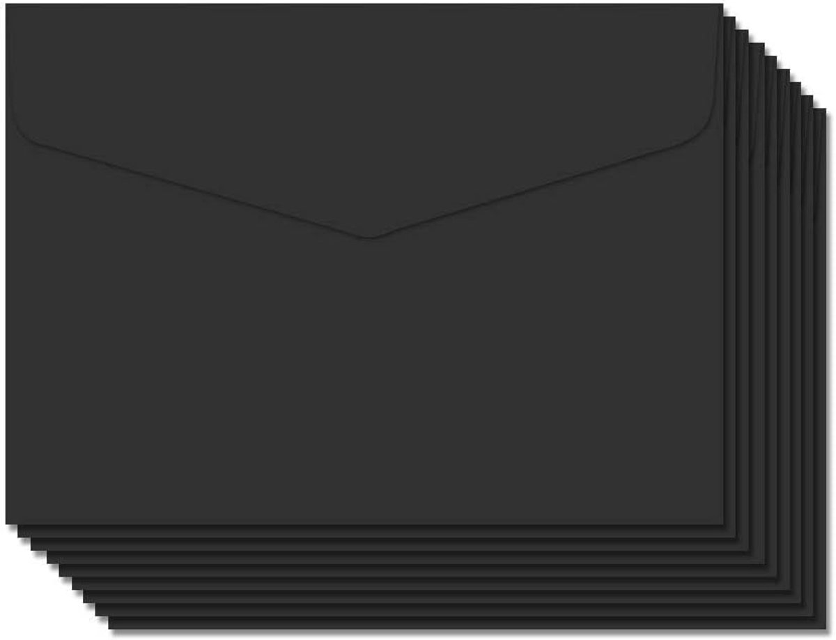 50 stuks kleine enveloppen, mini-enveloppen, 115 x 82 mm, voor verjaardagsfeestaccessoires, uitnodigingskaarten, zwart