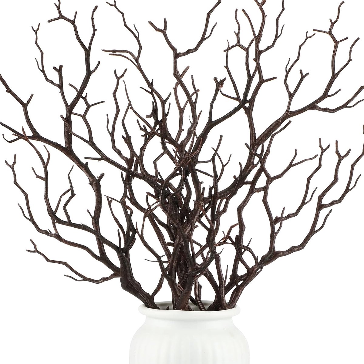Plastic Manzanita Takken Kunstmatige Nep Gewei Vormige Boomtak Kleine Decoratieve Plant Takjes Tak voor Bruiloft Tafel Decor Babyshower Feestbenodigdheden (Donkerbruin, 10 stuks)