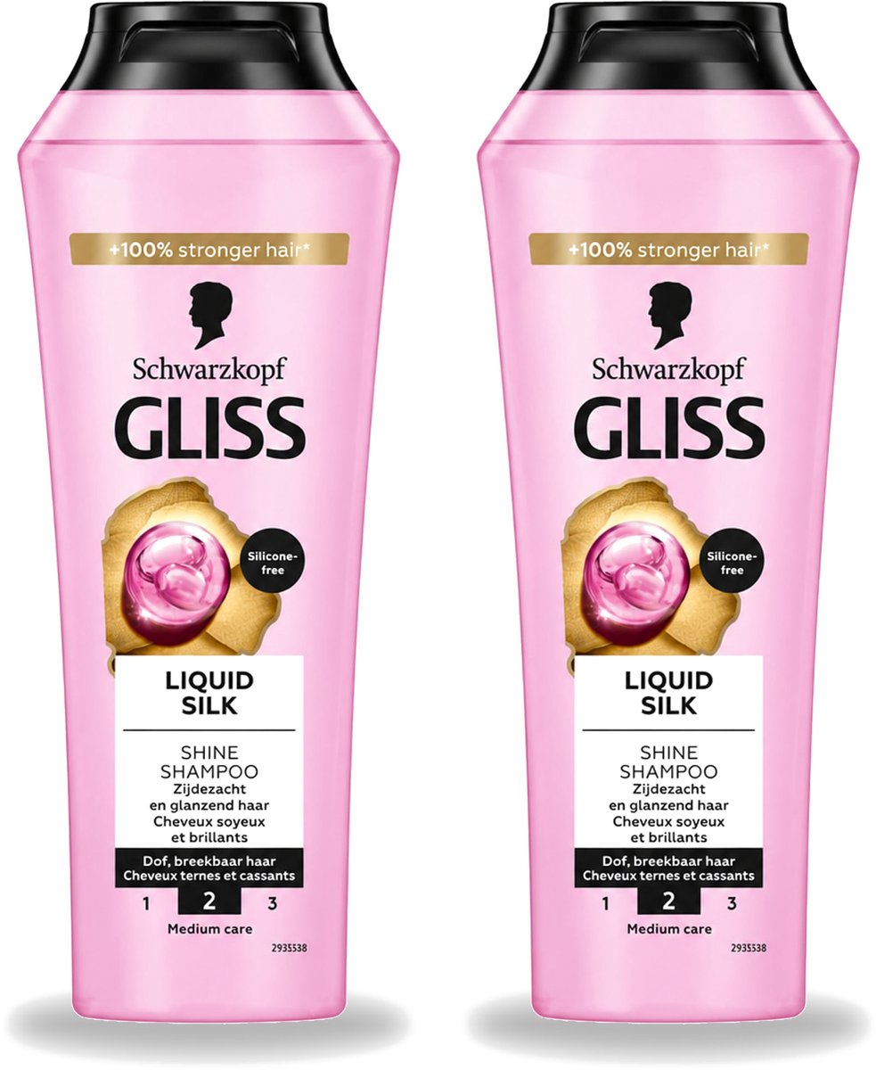 2 x Gliss - Shampoo - Liquid Silk - Voor Glanzend en Zijdezacht Haar - 250 ml - Voordeelverpakking - 2 stuks