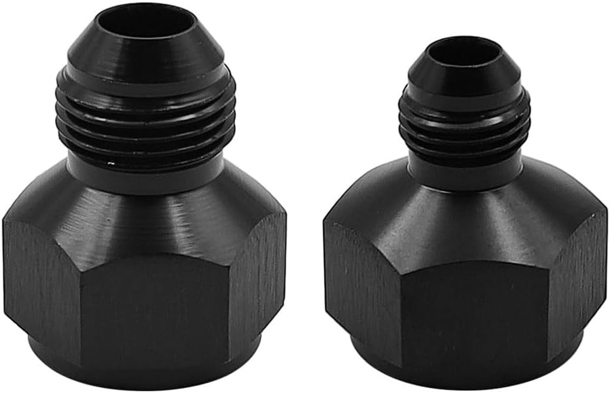 2 Stuks 10AN Vrouwelijk naar 8AN Mannelijk en 10AN Vrouwelijk naar 6AN Mannelijk, Aluminium Flare Reducer Adapter voor Slangen en Fittingen, Zwart