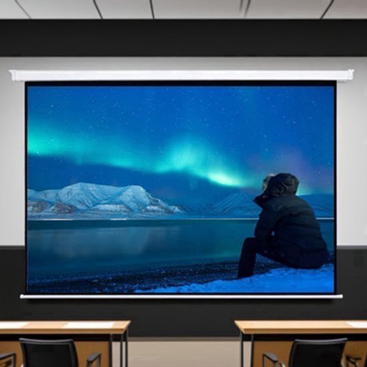 Elektrisch Ultra Short Throw Projectiescherm – Projectiescherm – Beamerdoek – Home Cinema Scherm – ALR Scherm – 213 cm 4:3 – Ambient Light Rejecting – Metalen Frame