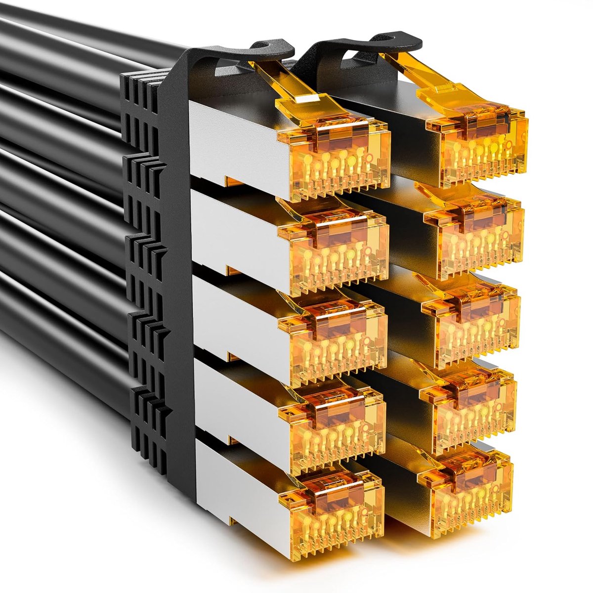 Iwillink 0,3 m CAT 7 patchkabel, 10 Gbit/s, 10 stuks, zwart