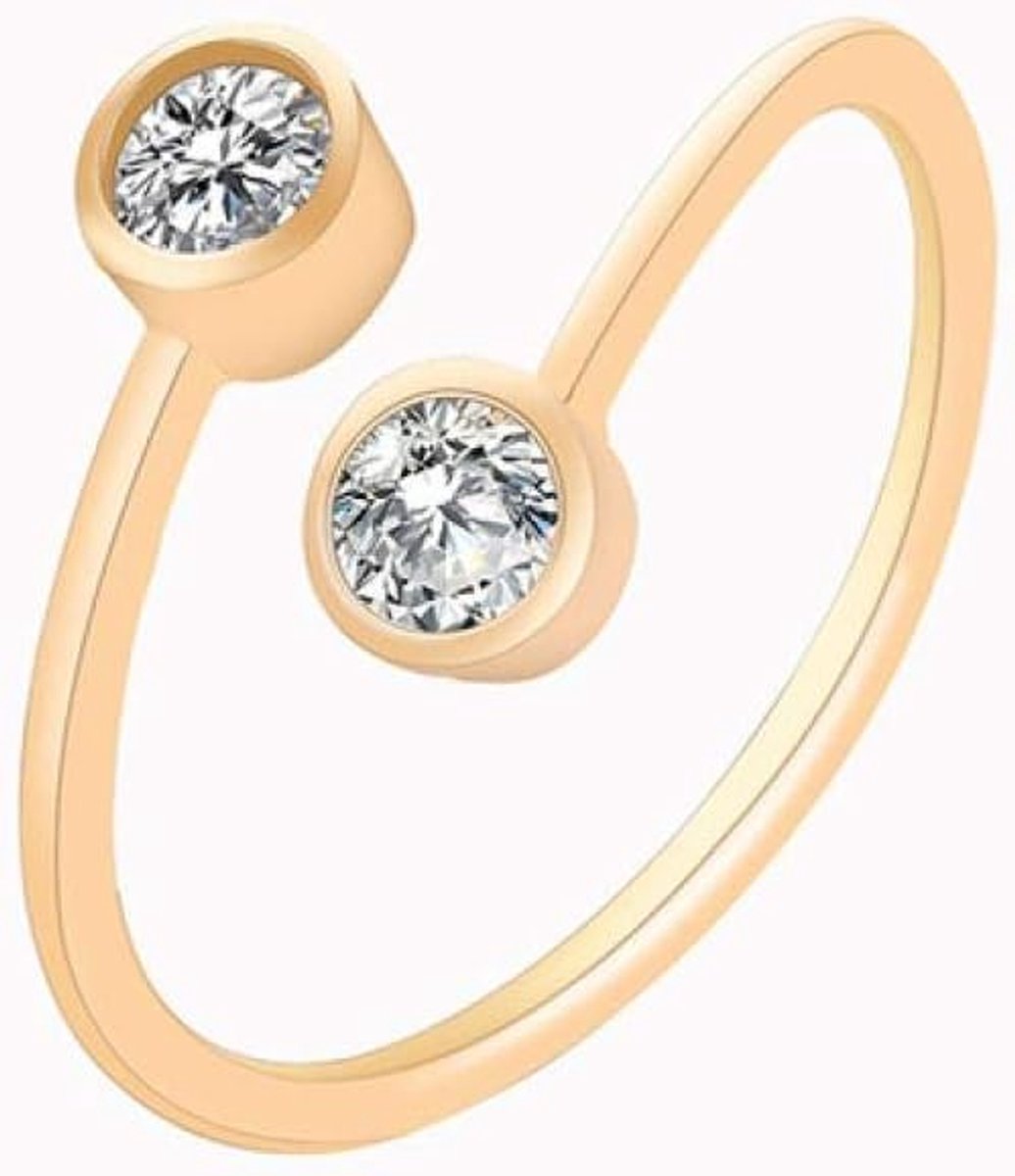 Heldere Zirkoon Engagement Bruiloft Open Verstelbare Ring Vrouwen Rose Gold Ring, Resizable, Goud
