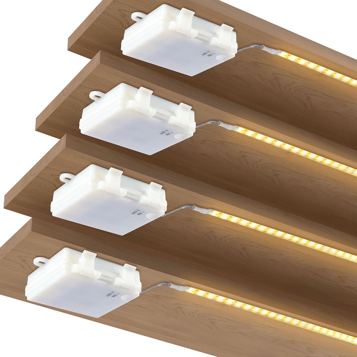 Ledstrips, batterij 1 m, 60 leds, warmwit, batterijvoeding, kastverlichting, led-strip voor tv, decoratie, keuken, kledingkast, bed, slaapkamer