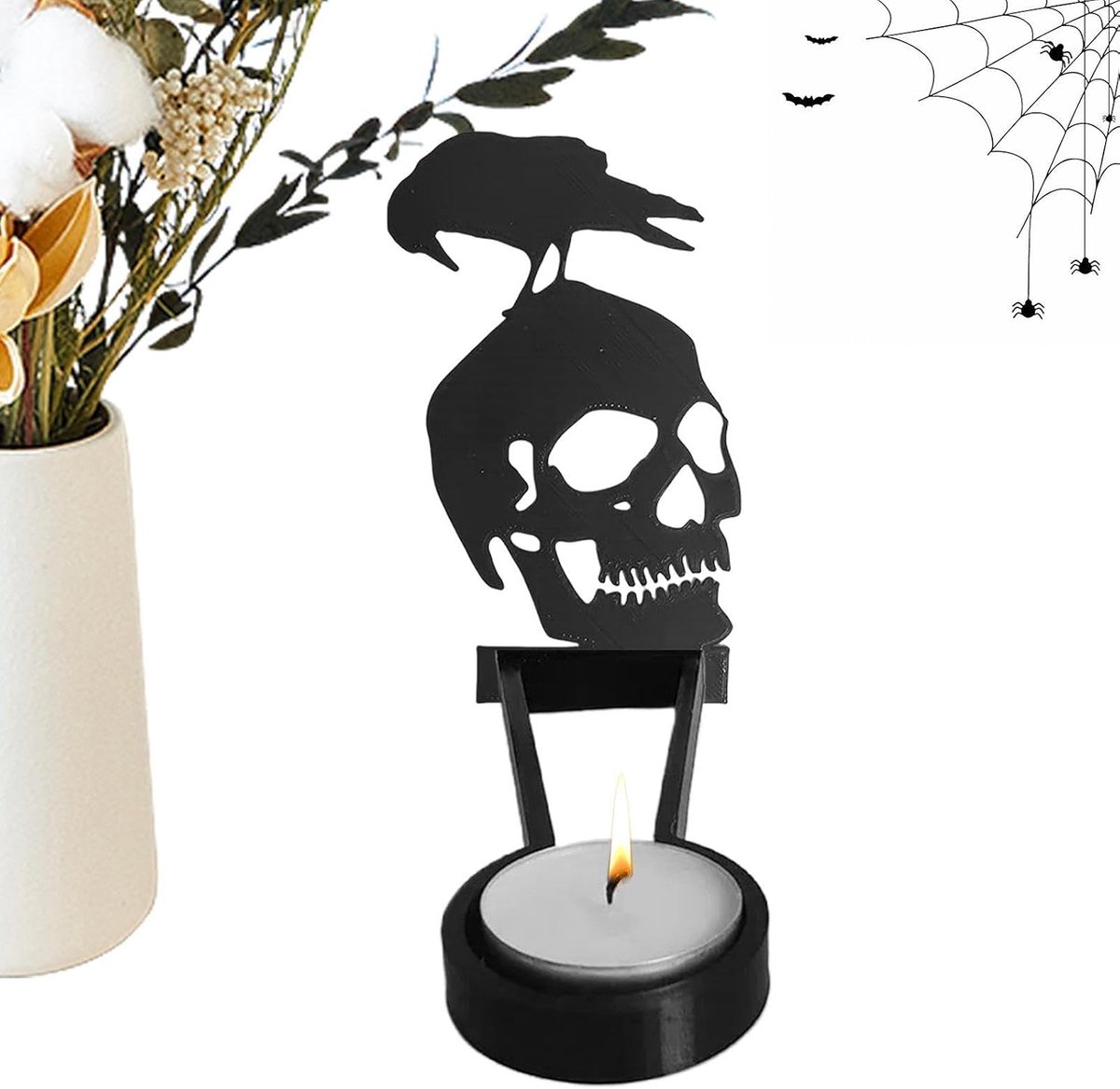 Kaarsenhouder Griezelige Pompoen Halloween Houten Schaduwwerper
