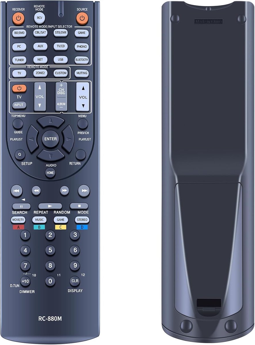 Afstandsbediening geschikt voor Onkyo AV-ontvanger compatibel met HT-R693 HT-RC660 HT-S7700 TX-NR636 TX-NR838 TX-NR737 geïntegreerd 24140881 RC-881M DTR-30.6 7.6 2 A/V-ontvanger