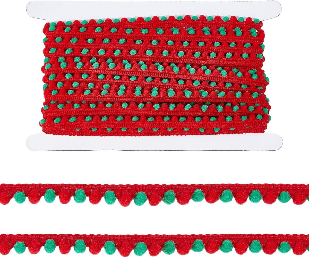10 Yards 1 cm Mini Pom Pom Trim, Kerst Pom Poms Fringe Ball Trims