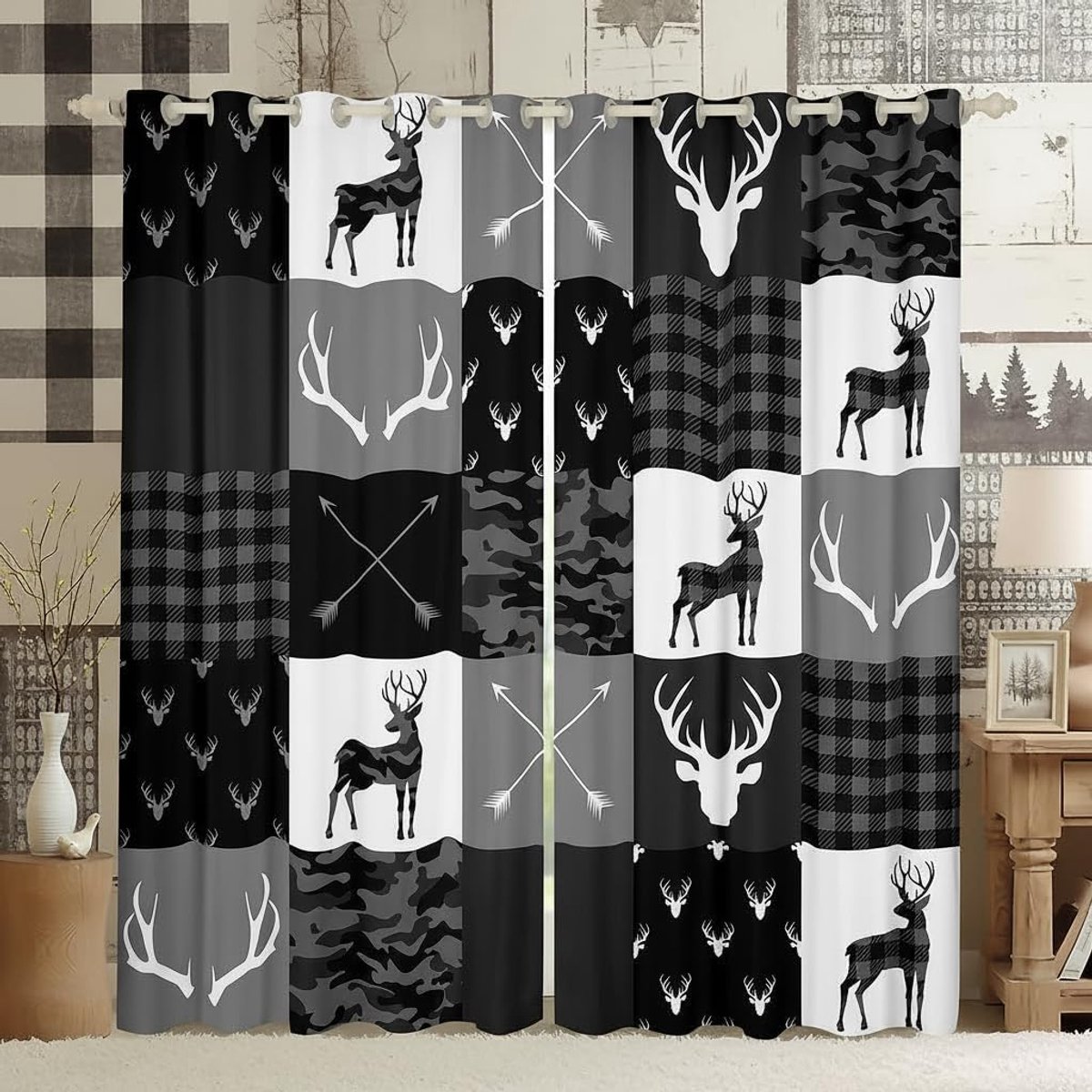 Raamgordijnen, M maat raster, naaien, stijl schaduw, woondecoratie, pijlpatroon, raamgordijnen 2 panelen voor jongens