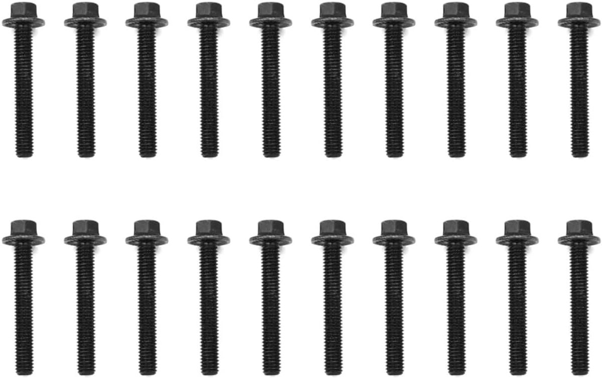 20 stuks flensschroeven M6 x 40 mm, zwart verzinkte zeskantschroeven van gelegeerd staal met flens, volledige schroefdraad, hoge treksterkte 10,9 (zwart)