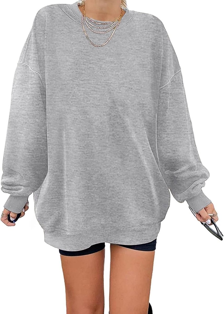 Angeles Sweatshirt voor dames, oversized, lange mouwen, ronde hals, basic, losse tops, zonder capuchon, tieners, vintage bovenstuk, shirts
