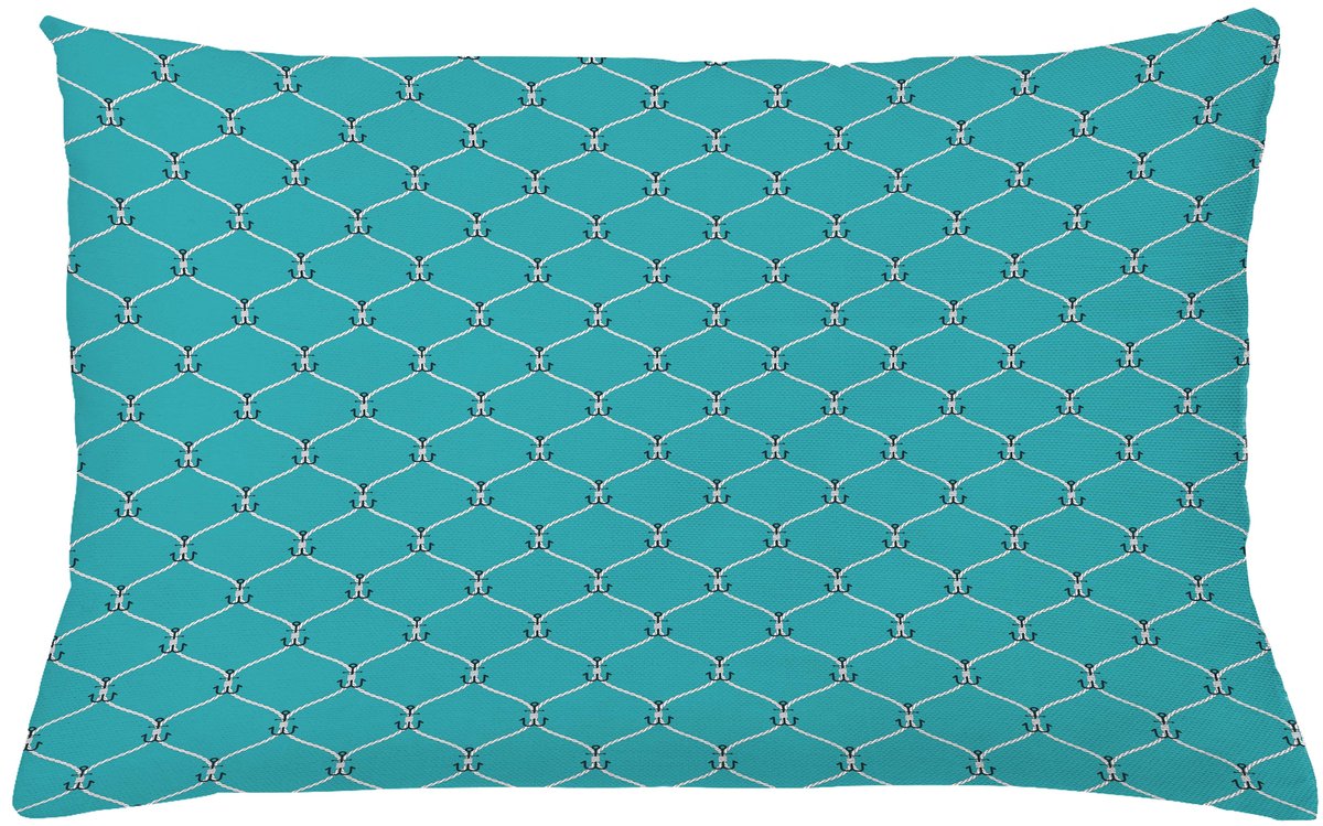 ABAKUHAUS Nautisch Sierkussenhoes, Tied Marineblauw met Small Anchors Patroon in Axis Fishnet Net Knot Maritiem Illustratie, Decoratieve Vierkante Sierkussenhoes, 65 x 40 cm, Blauw