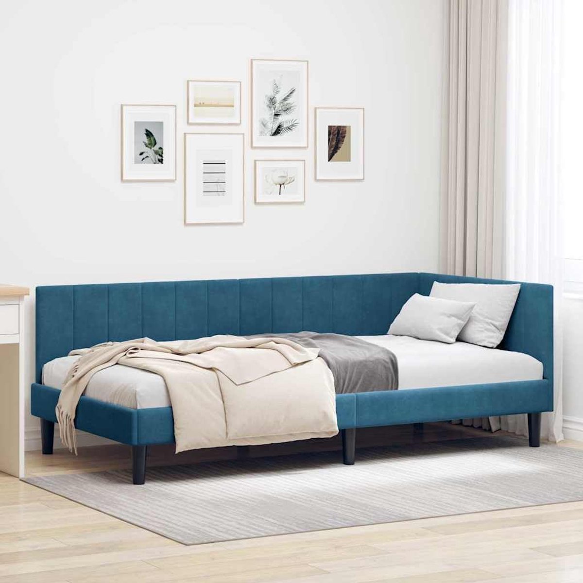 L vormig dagbed 100x200 cm Blauw