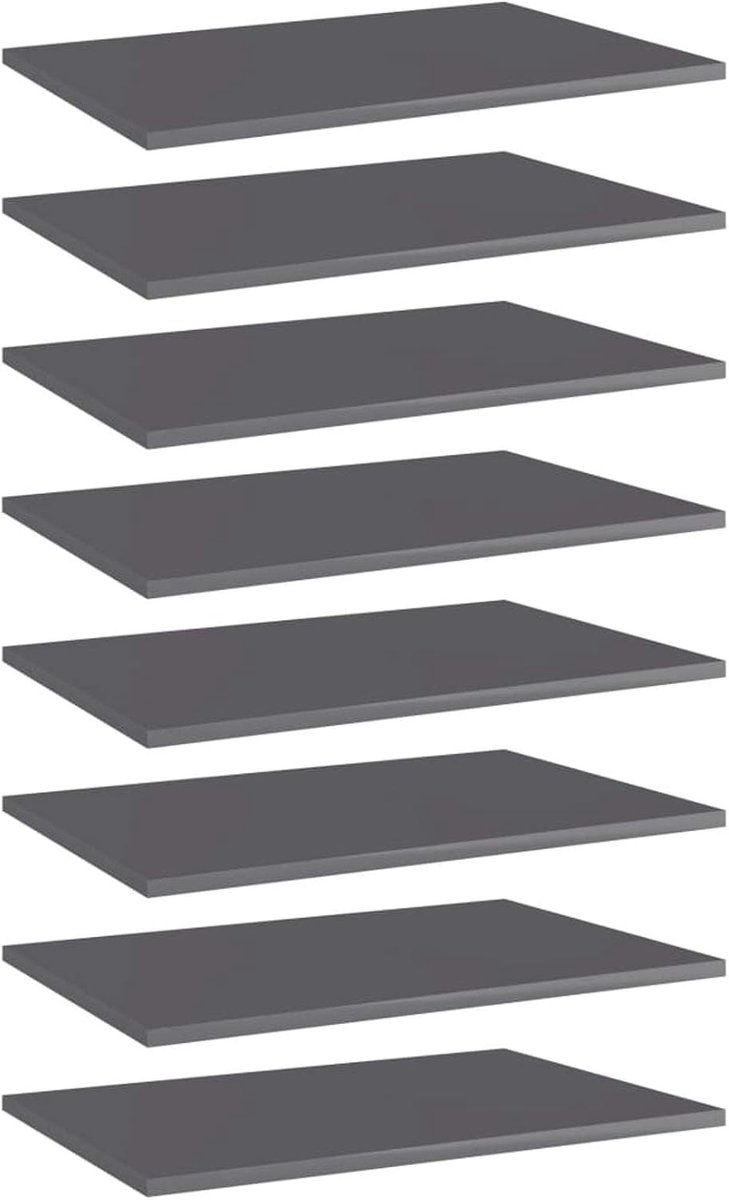Boekenplank Boards Boek Opslag Plank 8 stks Opslag Unit Display Hoogglans Grijs 60x40x1,5 cm Spaanplaat Rekken