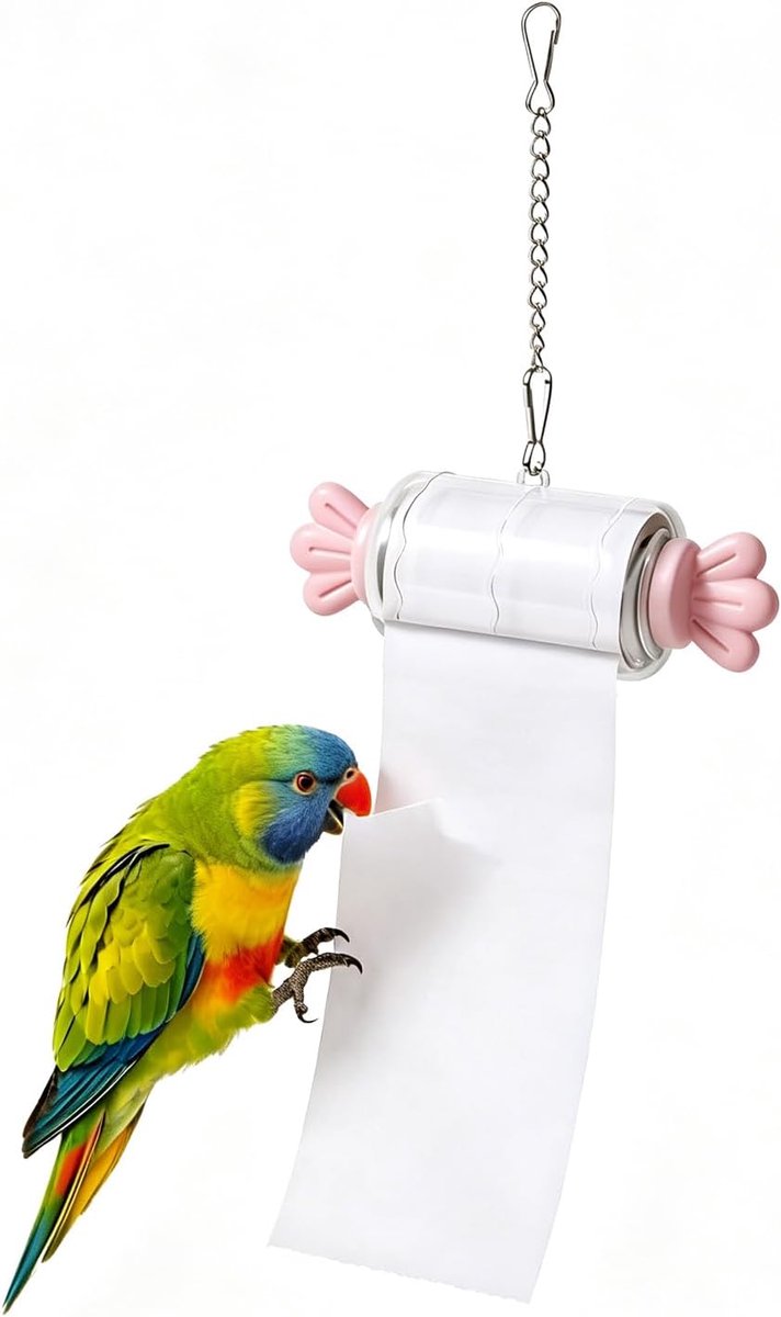 Speelgoed, vogelversnipperingsspeelgoed met vervangbare papierrol, Food Grade PP kauwspeelgoed voor valkparkiet parkiet Conure parkiet, vogelkooi verveling verlichting