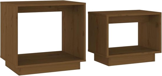Bijzettafels woonkamer nest tafel salontafel voor bank van massief hout grenen bruin — afbeelding 2