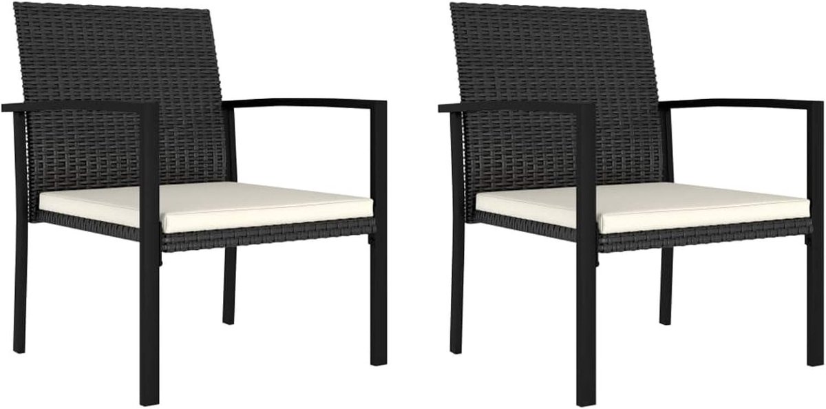 Tuin Eetkamerstoelen 2 stuks Poly Rotan Zwart Type2