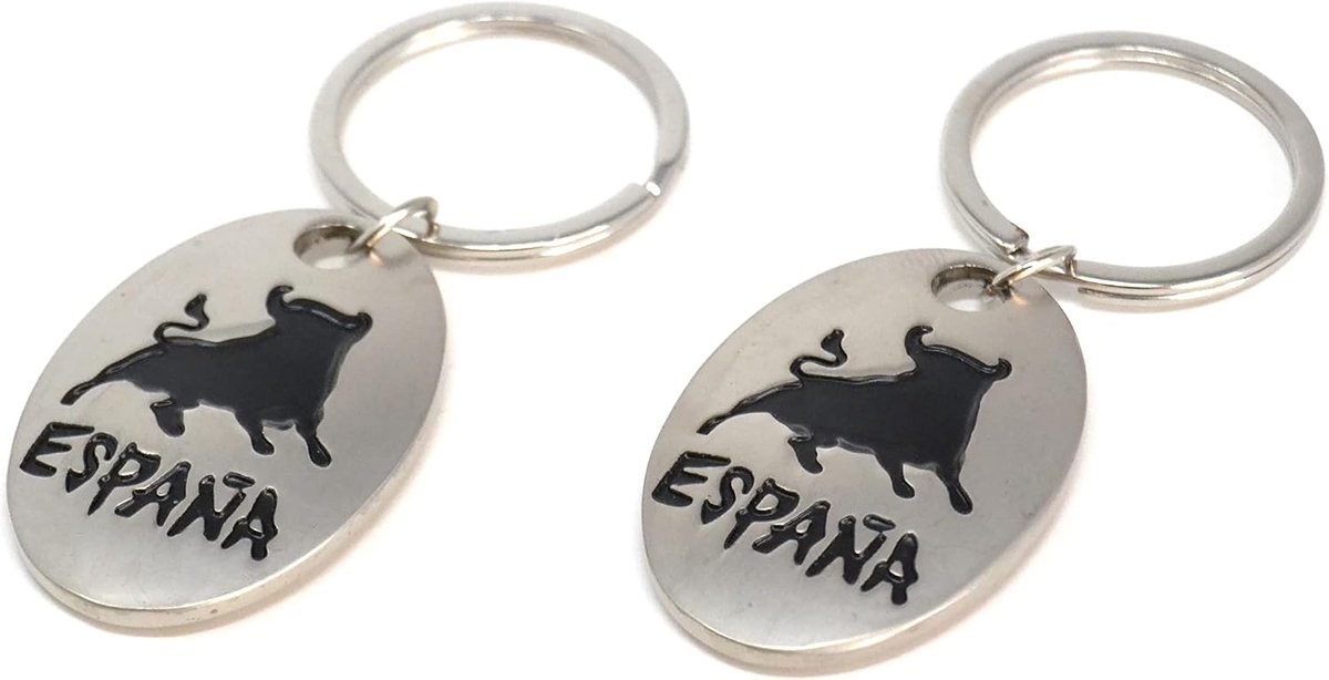 Better with friends 2 sleutelhangers Spanje Torro Liga vorm nationale kleuren Spanje voetbal sleutelhanger militair cadeau set civilgarde, zilver.