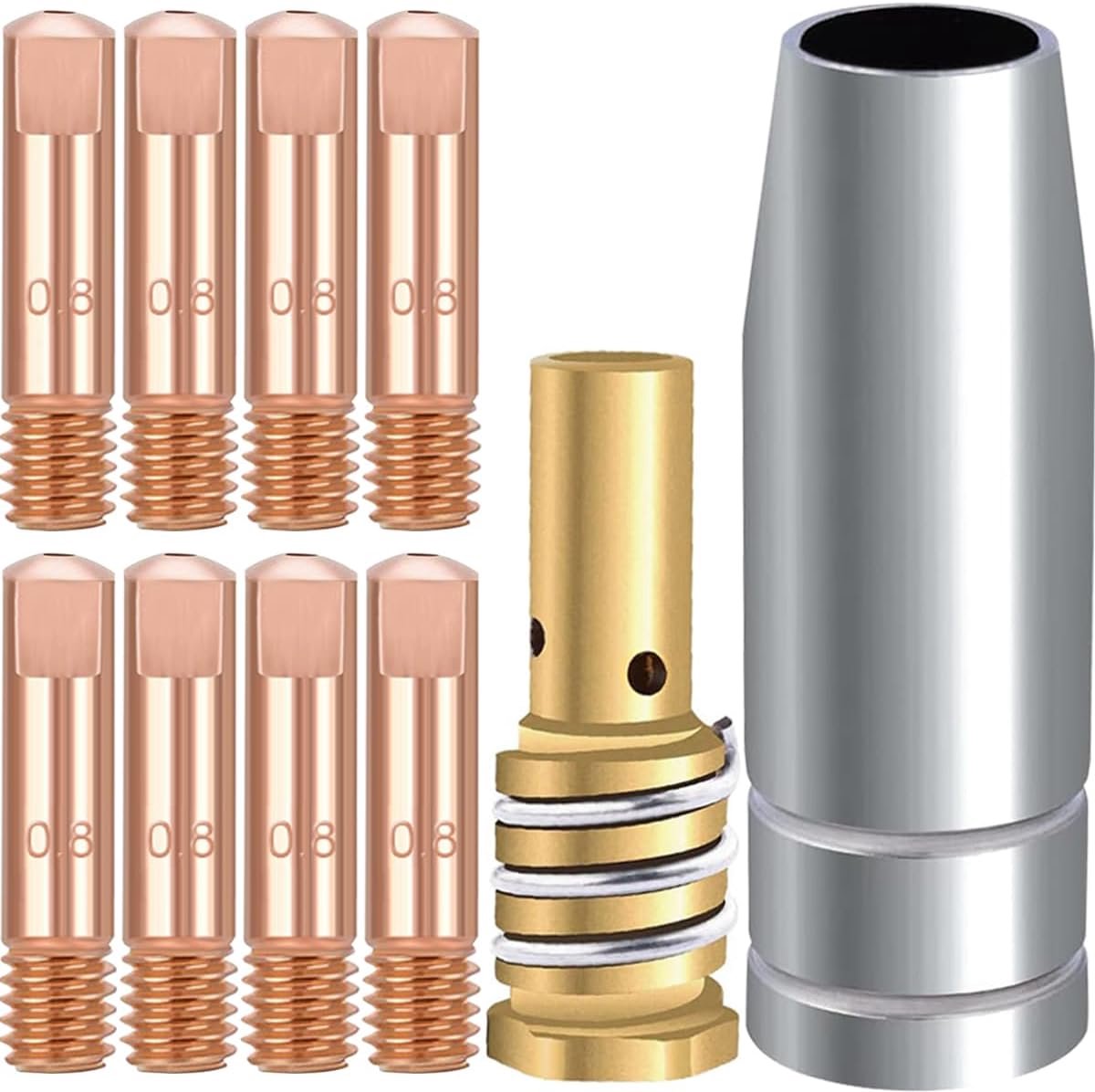 14AK Contact Tip, 10Pcs M6 MIG Tips Welding Torch Contact Tip 0.8mm / 0.030" Tips Holder Difuser Welding Gun Accessories for MB14 14AK MIG/MAG Welding Torch