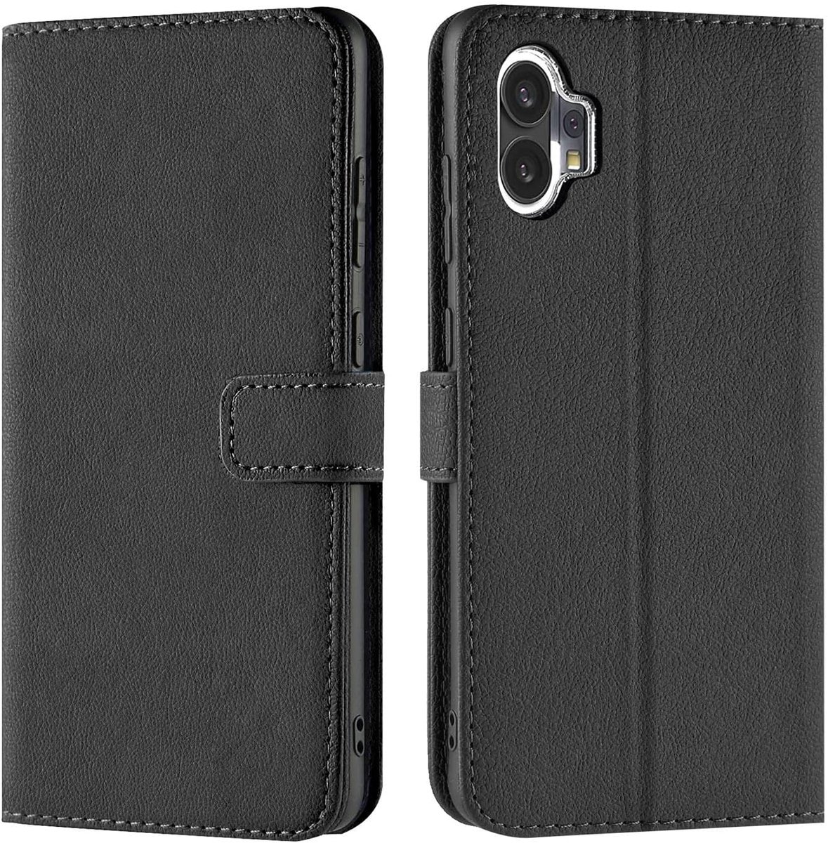 Hoes voor mobiele telefoon voor Nothing Phone 1, bookcase tas flipcover voor Nothing Phone (1) Case [Kaartvakken/opstelfunctie], zwart