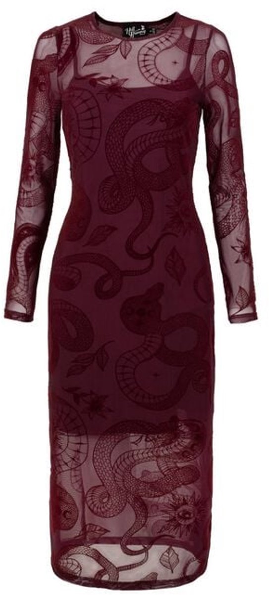 Hell Bunny SNAKE CHARMER DRESS - NEW COLOUR Dames Midi-jurk - donkerrood - L