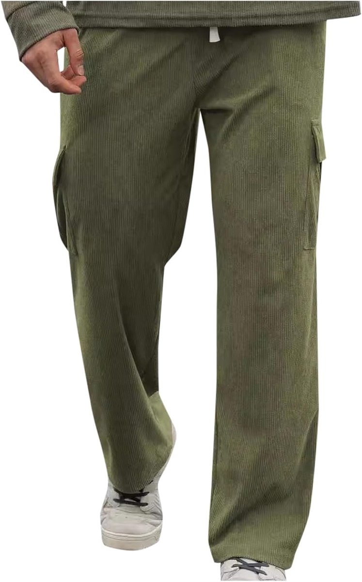 Corduroy broek voor heren, casual geplooide rechte pijpen