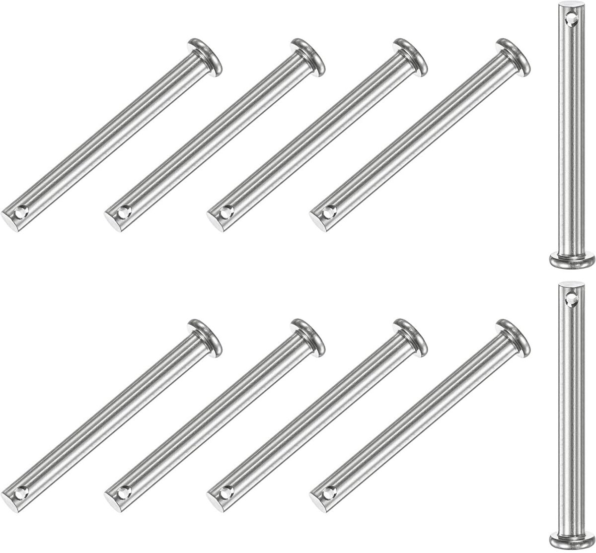 10 stuks vorkpennen met één gat, M6 x 60 mm, platte kop, roestvrij staal 304, vaste onderdelen, boot accessoires, scharnierpennen