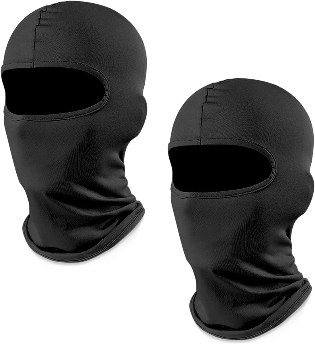 Set van 2 winddichte maskers, bivakmuts, winddicht motormasker, ademend masker, sportaccessoires, uniseks, voor outdoor-activiteiten, fietsen, uv-bescherming (zwart), zwart, Eén maat