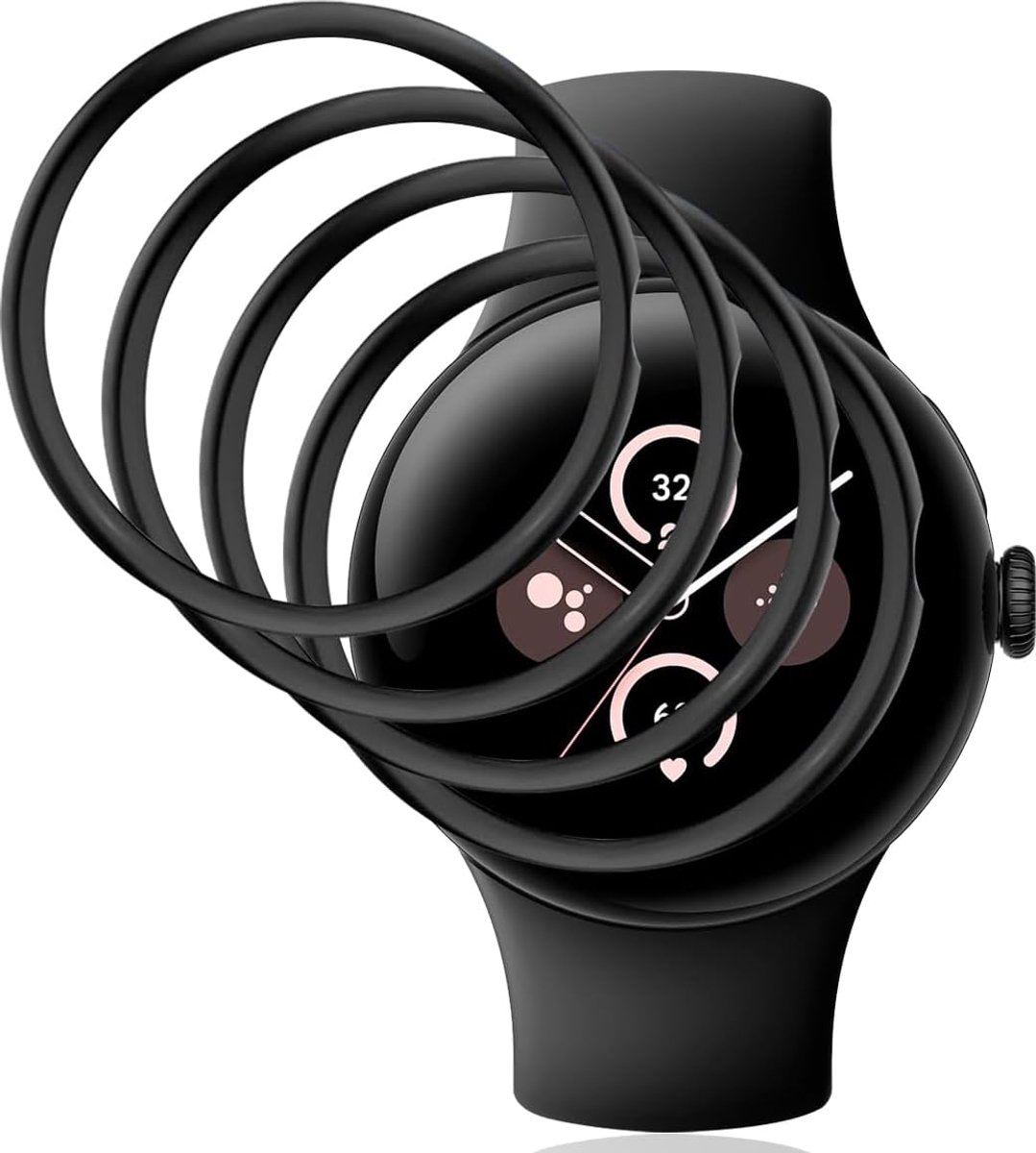4 stuks displaybeschermfolie compatibel met Google Pixel Watch 2, [krasbestendig] [3D Curved Full Cover] [aanraakgevoelig] displaybeschermfolie voor Google Pixel Watch 2