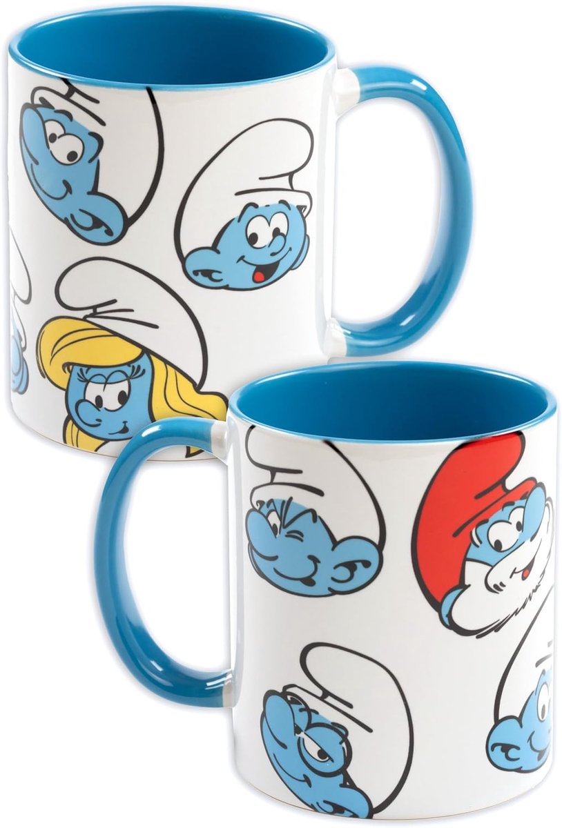 Smurfen Cup - Allover koffiemok beker keramische koffiemok wit/blauw 320 ml