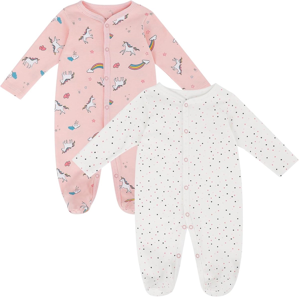 MATT KEELY Rompertje voor pasgeborenen, rompertje van katoen, pyjama met lange mouwen met opening aan de voorkant, knopen, cadeau-idee voor de geboorte
