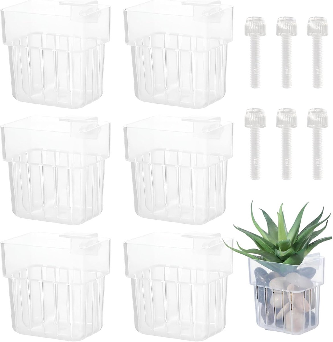 6 stuks aquariumplantenhouders met haken en steekgaten