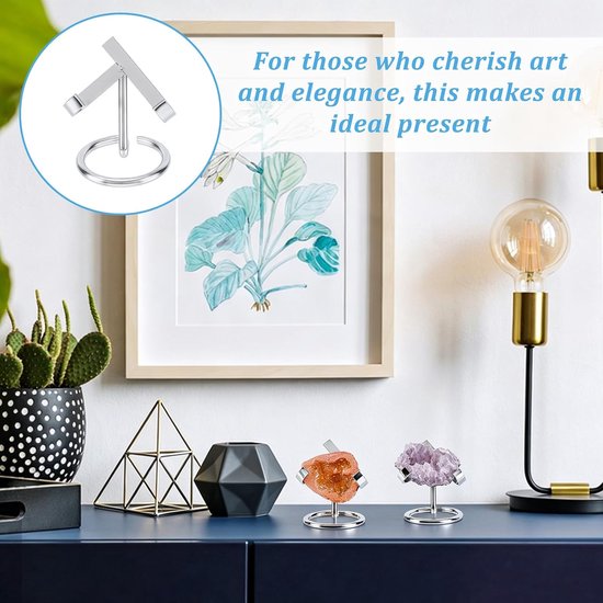 15 stuks hartvormige standaard van metaal, zilverkleurig, van ijzer, voor de presentatie van kristallen, stenen, fossielen, sieraden ballen en edelsteencollecties, kristalverzamelaars, 5 x 6 — afbeelding 3