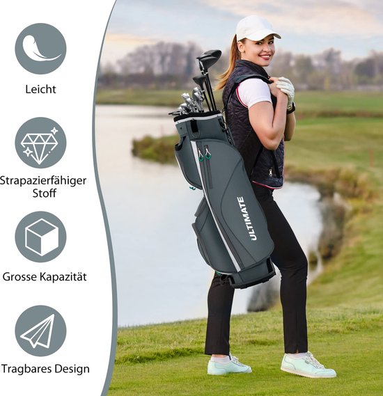 COSTWAY Golfkar Tas met 14 Verdelers Lichtgewicht Golfkar Tas met Schouderriem Draagbare Golf Club Tas met Regenkap/Stofkap — afbeelding 5