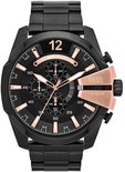 Zwart Diesel horloge met roségoudkleurige details en "ONLY THE BRAVE" op de wijzerplaat. 51 mm.